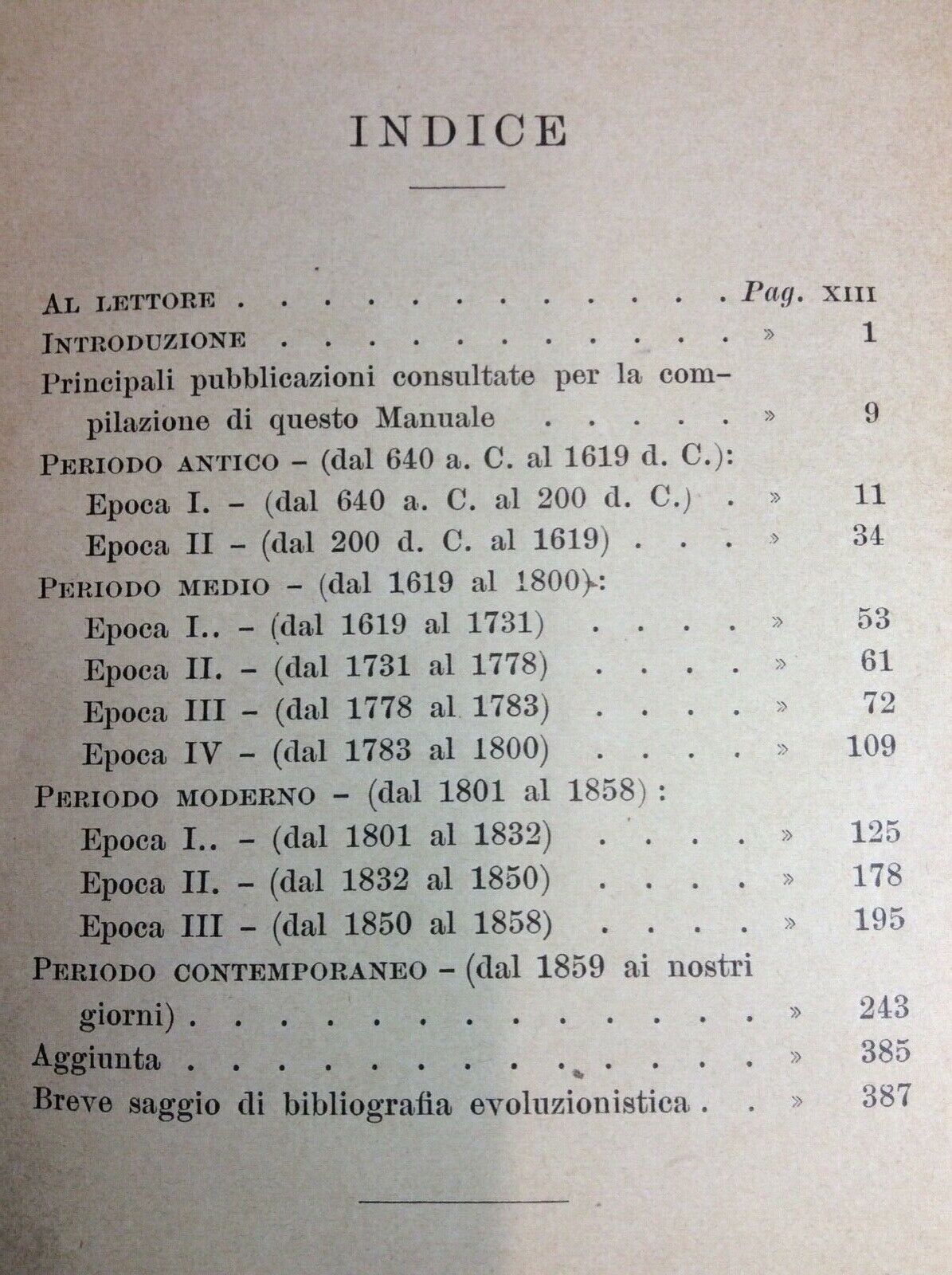 STORIA DELLA EVOLUZIONE. CARLO FENIZIA. MANUALE HOEPLI, 1901, serie scientifica