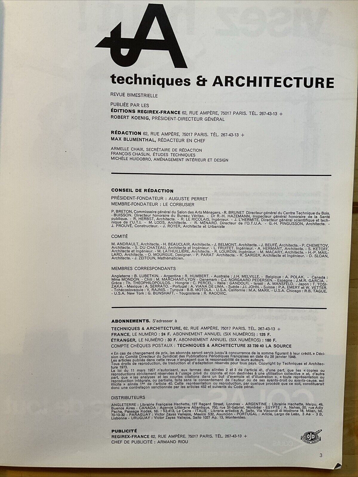 Techniques & Architecture - Creativite. N. 303 Mars 1975 ARCHITETTURA RIVISTA