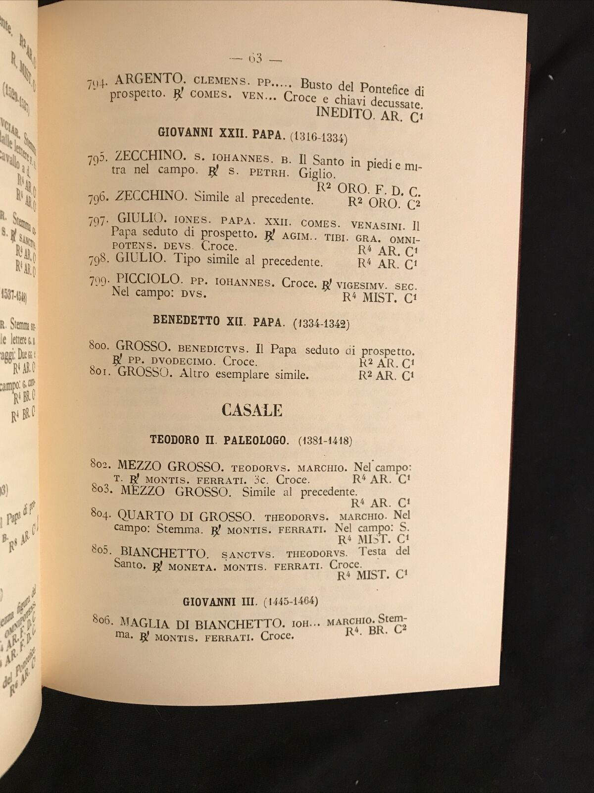 CATALOGO DELLE MONETE ITALIANE medioevali e moderne Cav. G. Rossi -A. FORNI ED.