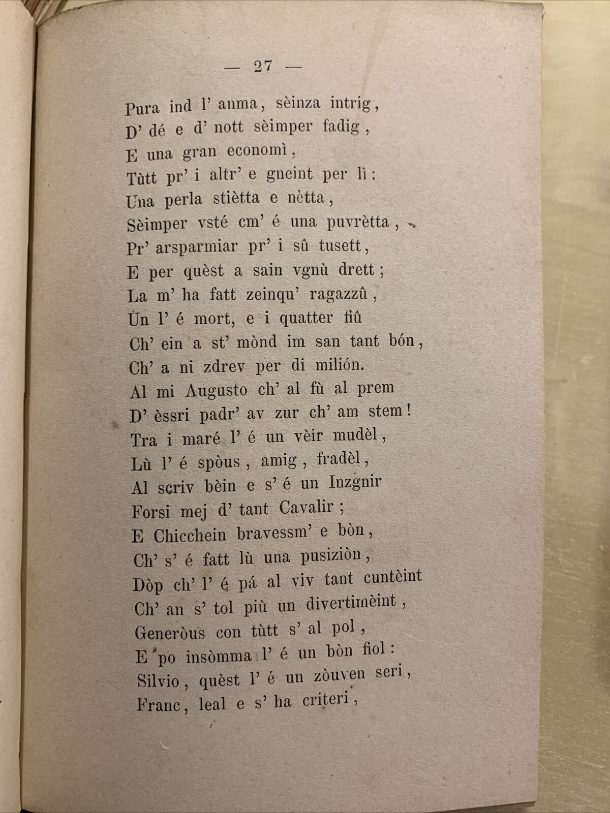 POESÍ IN DIALÈTT BULGNÈIS - Jusfein Barigazz 1875
