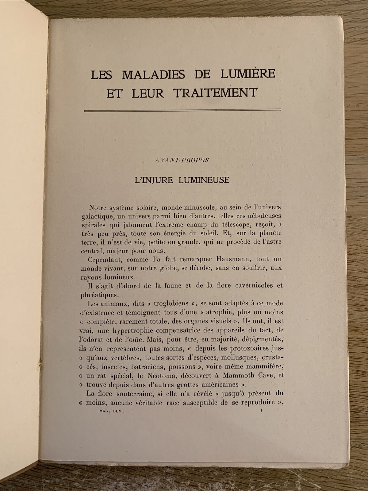 LES MALADIES DE LUMIÈRE et leur traitement. Hubert Jausion, Francois Pagès 1933