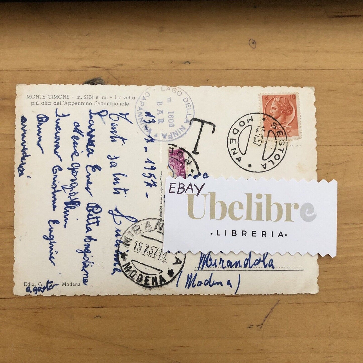 Cartolina MONTE CIMONE 1957, VIAGGIATA