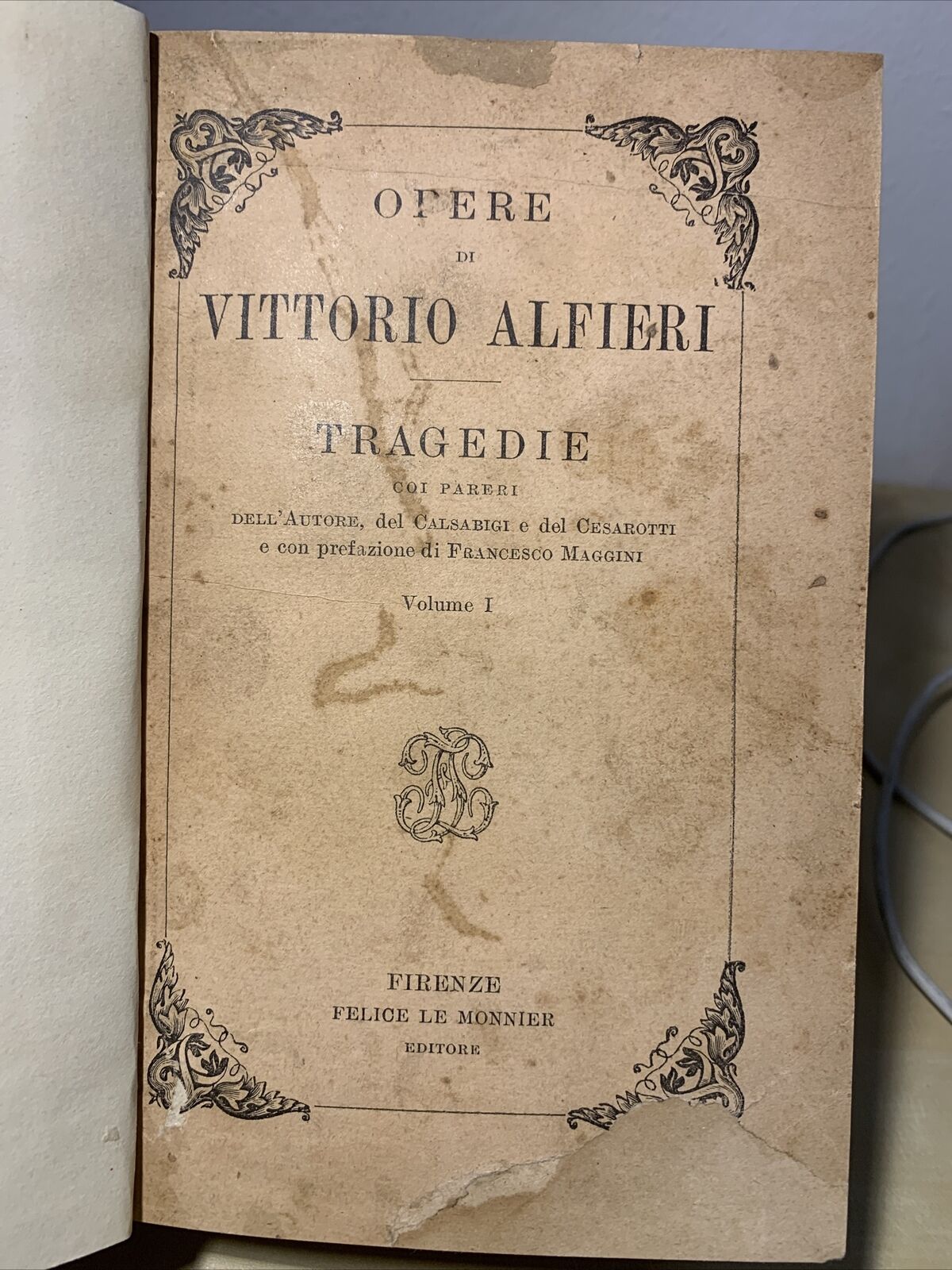 VITTORIO ALFIERI - TRAGEDIE 2 VOLUMI. FELICE LE MONNIER 1926 #