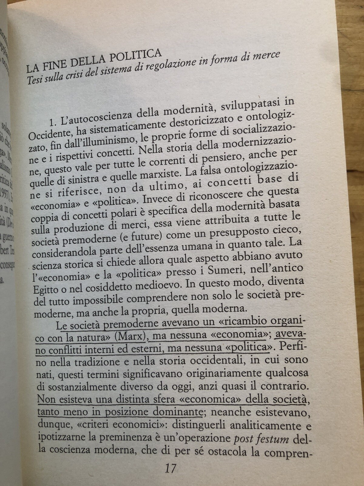 La fine della politica e l'apoteosi del denaro, Robert Kurz Manifesto libri 1997