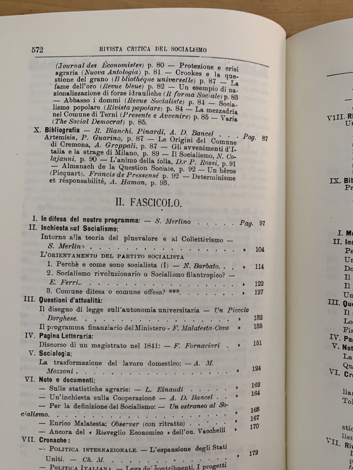 Rivista critica del socialismo, Saverio Merlino 2 volumi XII fascicoli. ristampa