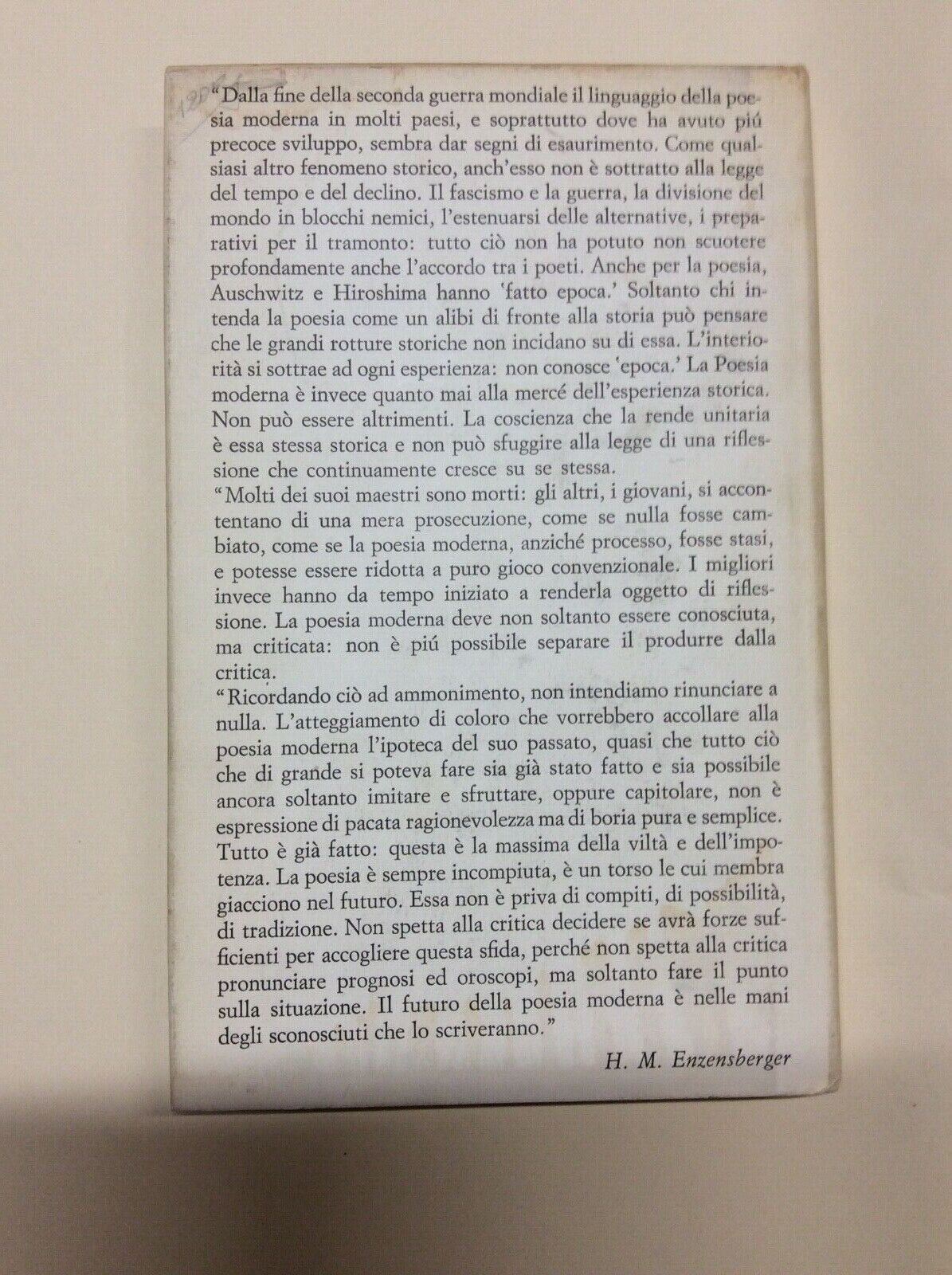 ENZENSBERGER POESIE PER CHI NON LEGGE POESIA FELTRINELLI 1964