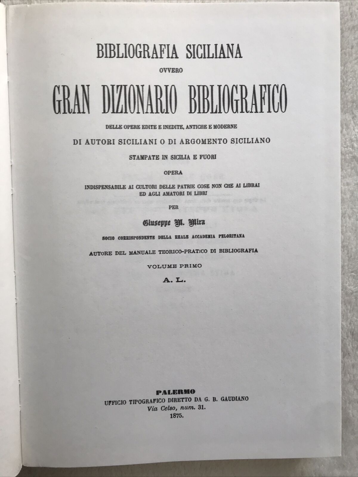 BIBLIOGRAFIA SICILIANA, Giuseppe M. Mira, Arnaldo Forni