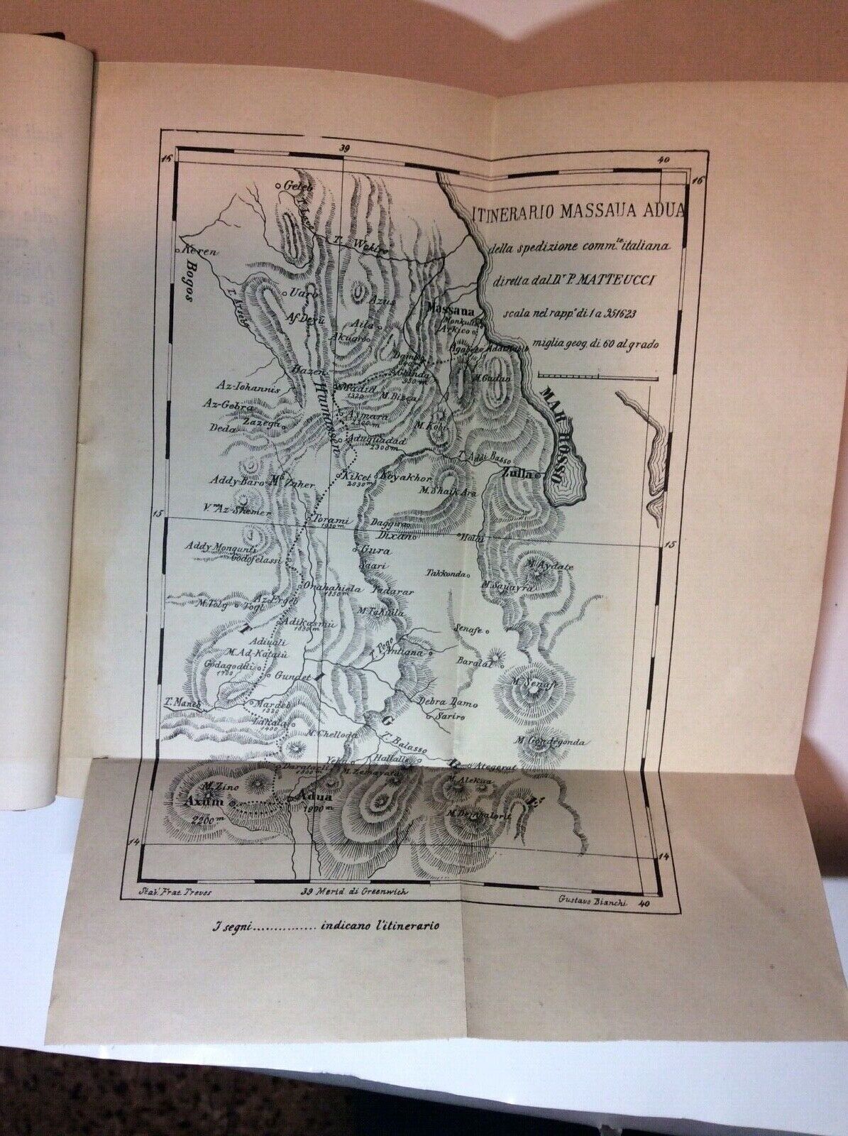 IN ABISSINIA VIAGGIO DI PELLEGRINO MATTEUCCI, TREVES 1880 con tre carte geografi