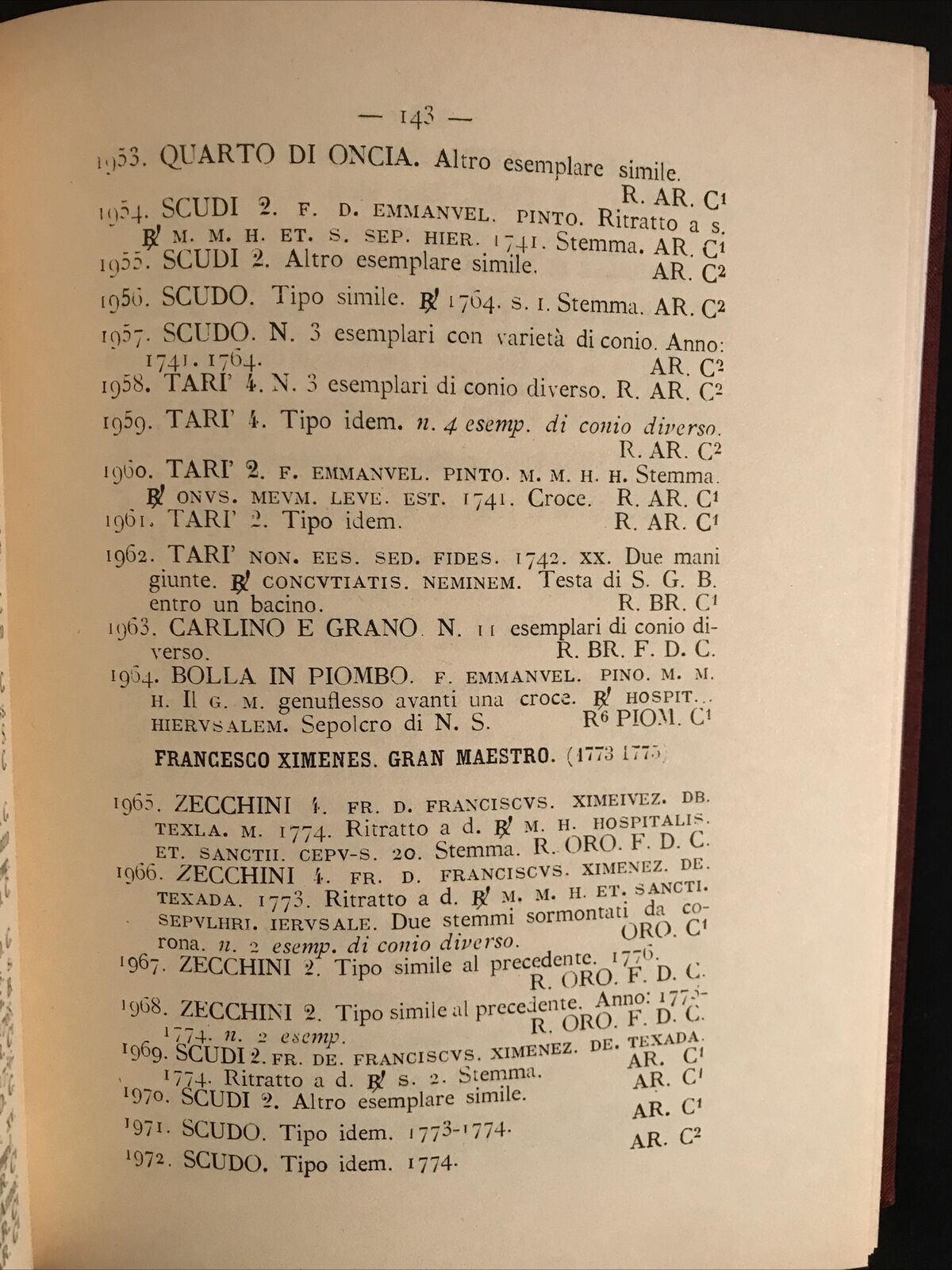 CATALOGO DELLE MONETE ITALIANE medioevali e moderne Cav. G. Rossi -A. FORNI ED.