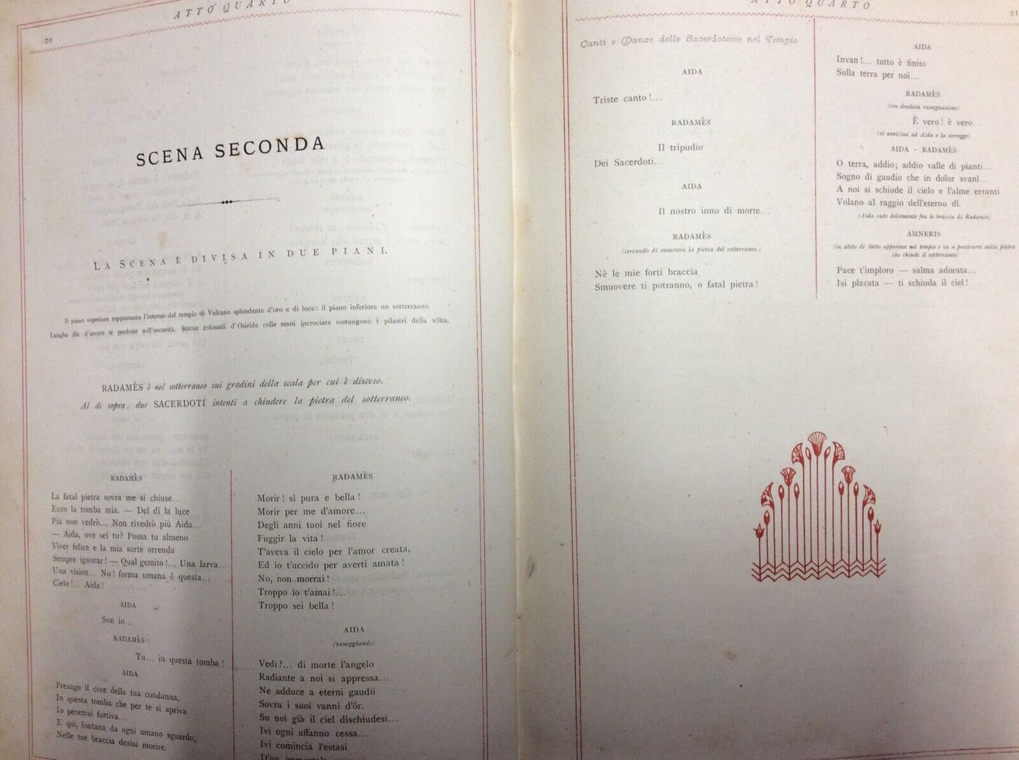 AIDA - A. GHISLANZONI. musica di G. VERDI. Edizioni Ricordi.