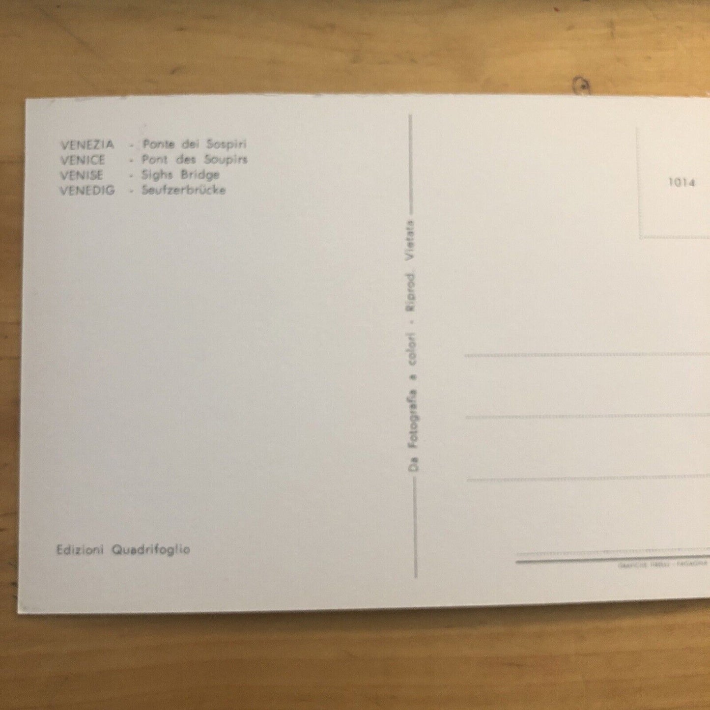 Cartolina VENEZIA PONTE DEI SOSPIRI - NON VIAGGIATA