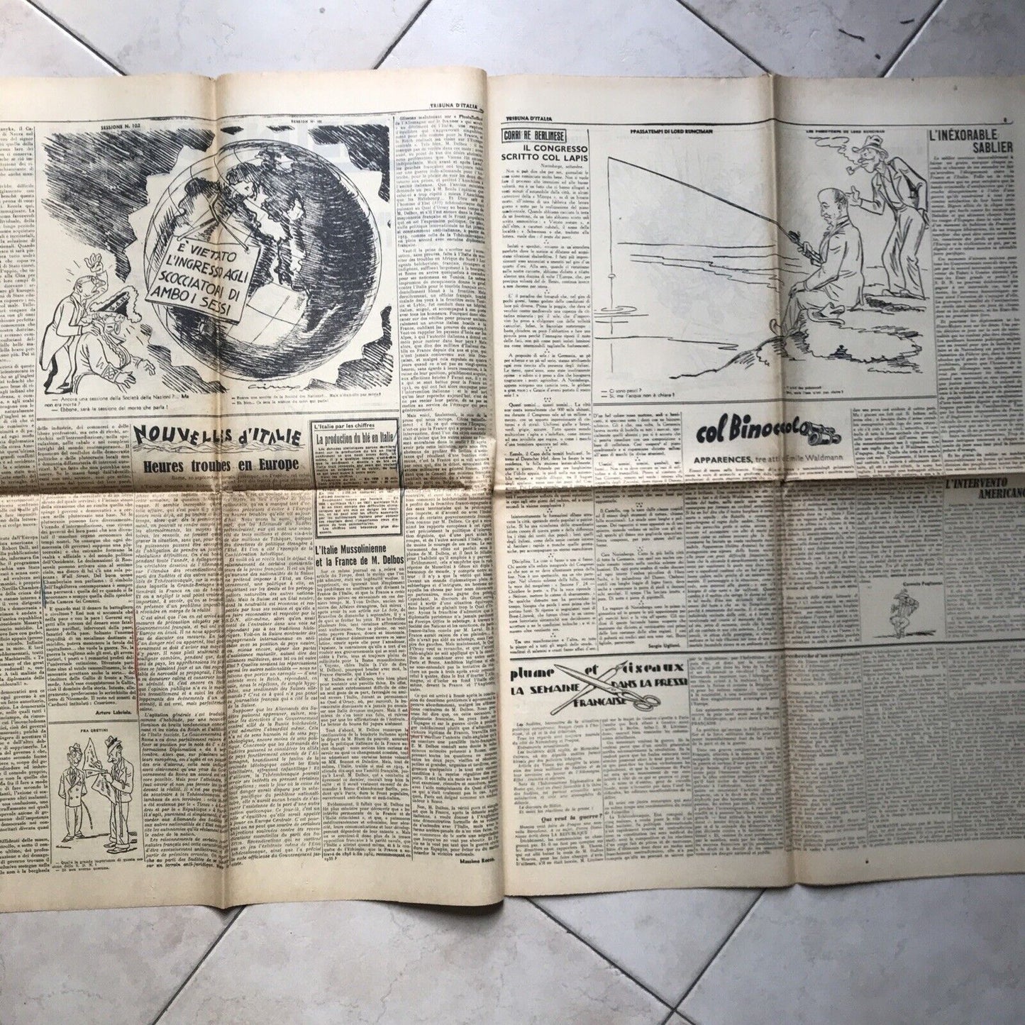 TRIBUNA D'ITALIA anno 2 n. 39 -Parigi 18 settembre 1938 POLITICA SATIRA POLITICA