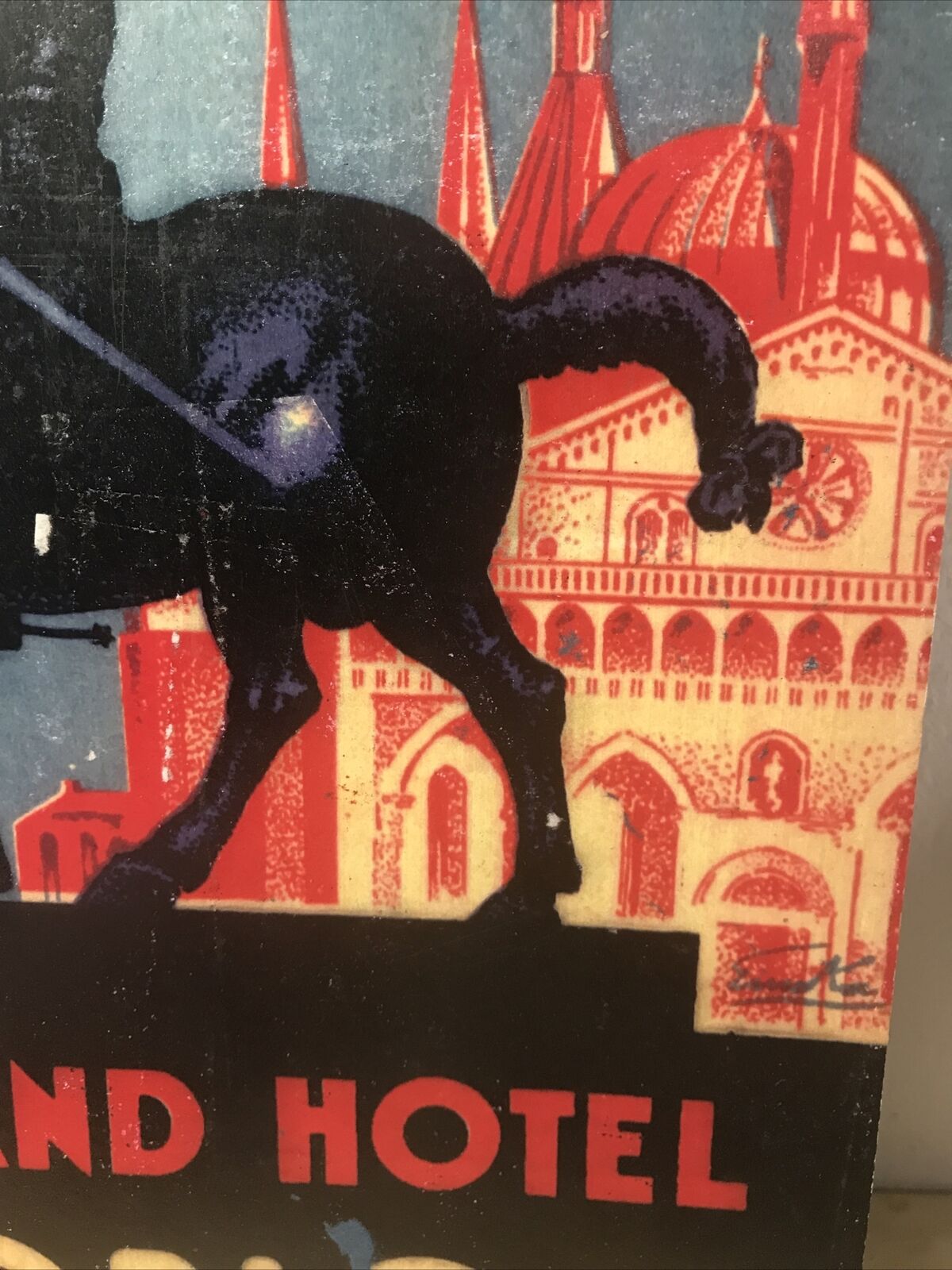 GRAND HOTEL STORIONE PADOVA - albergo Targa pubblicitaria Vintage