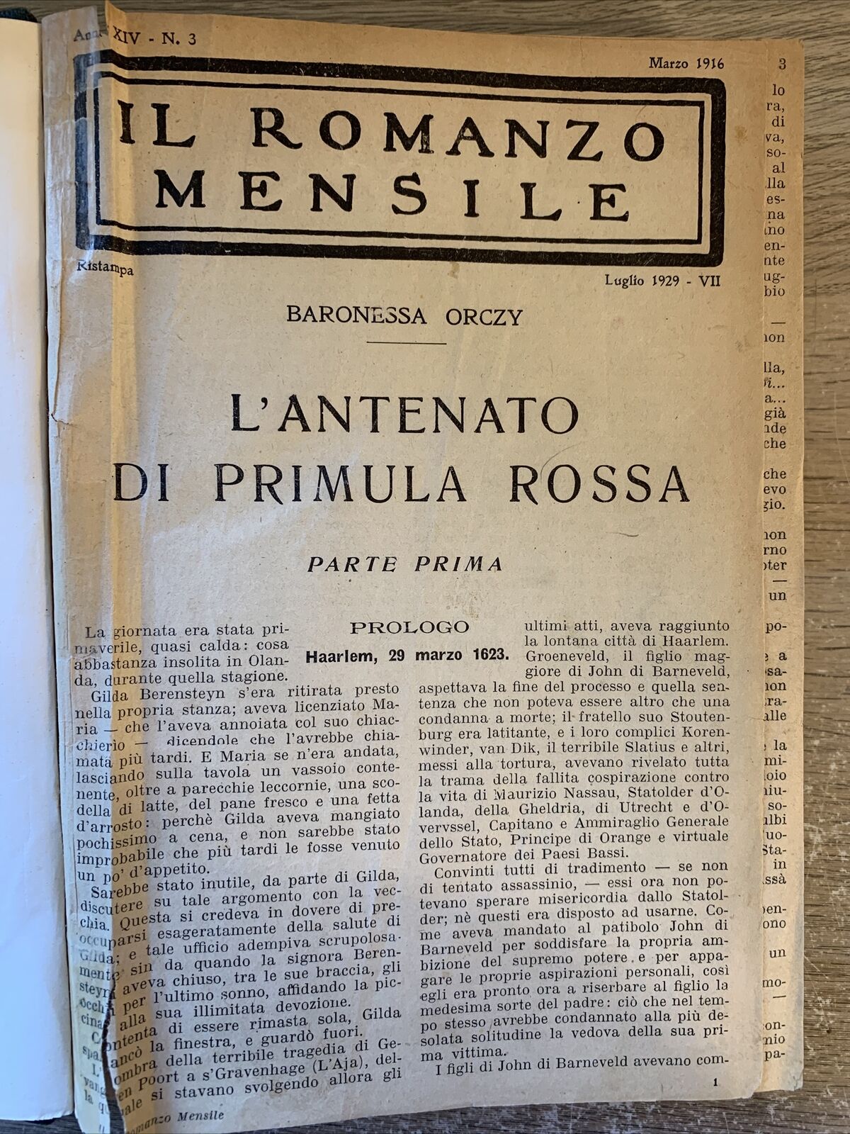 LA PRIMULA ROSSA - 8 NUMERI RILEGATI A LIBRO RISTAMPE DEL 1929/30