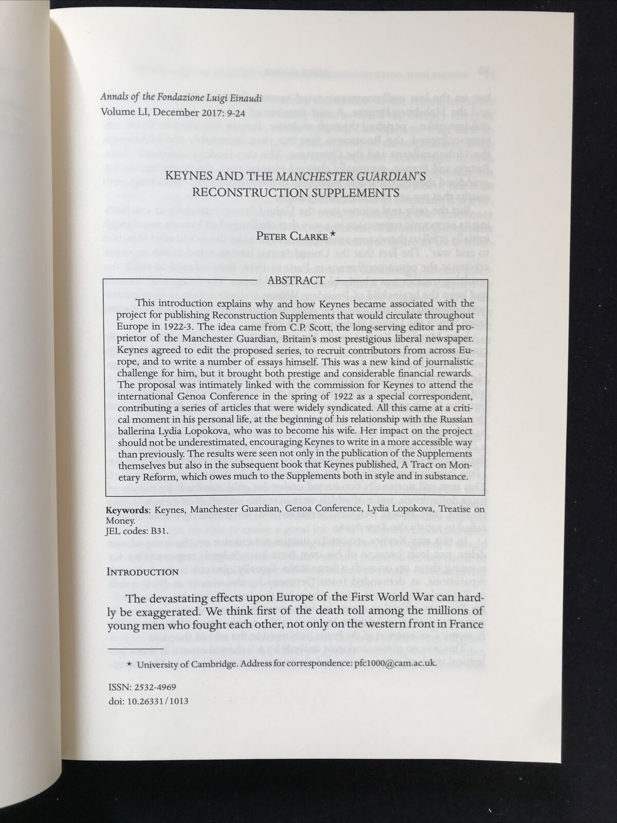 ANNALS OF THE FONDAZIONE LUIGI EINAUDI An interdisciplinary journal of economics