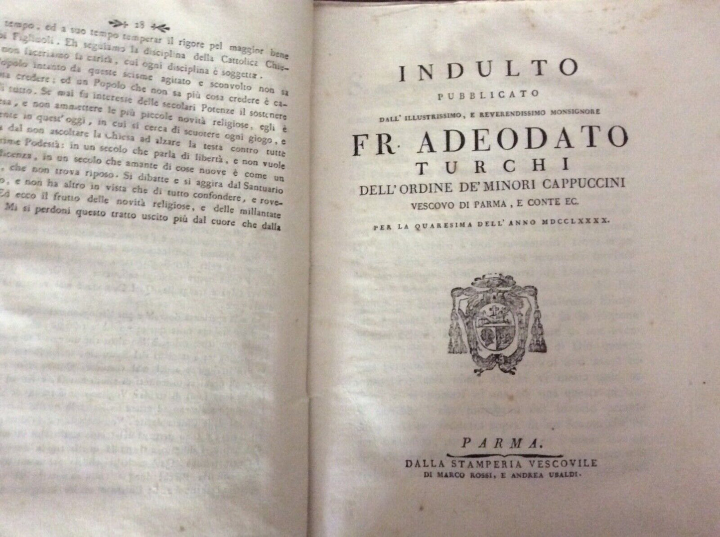 ADEODATO TURCHI - OMELIE E LETTERE PASTORALI Parma stamperia vescovile 1788-1794