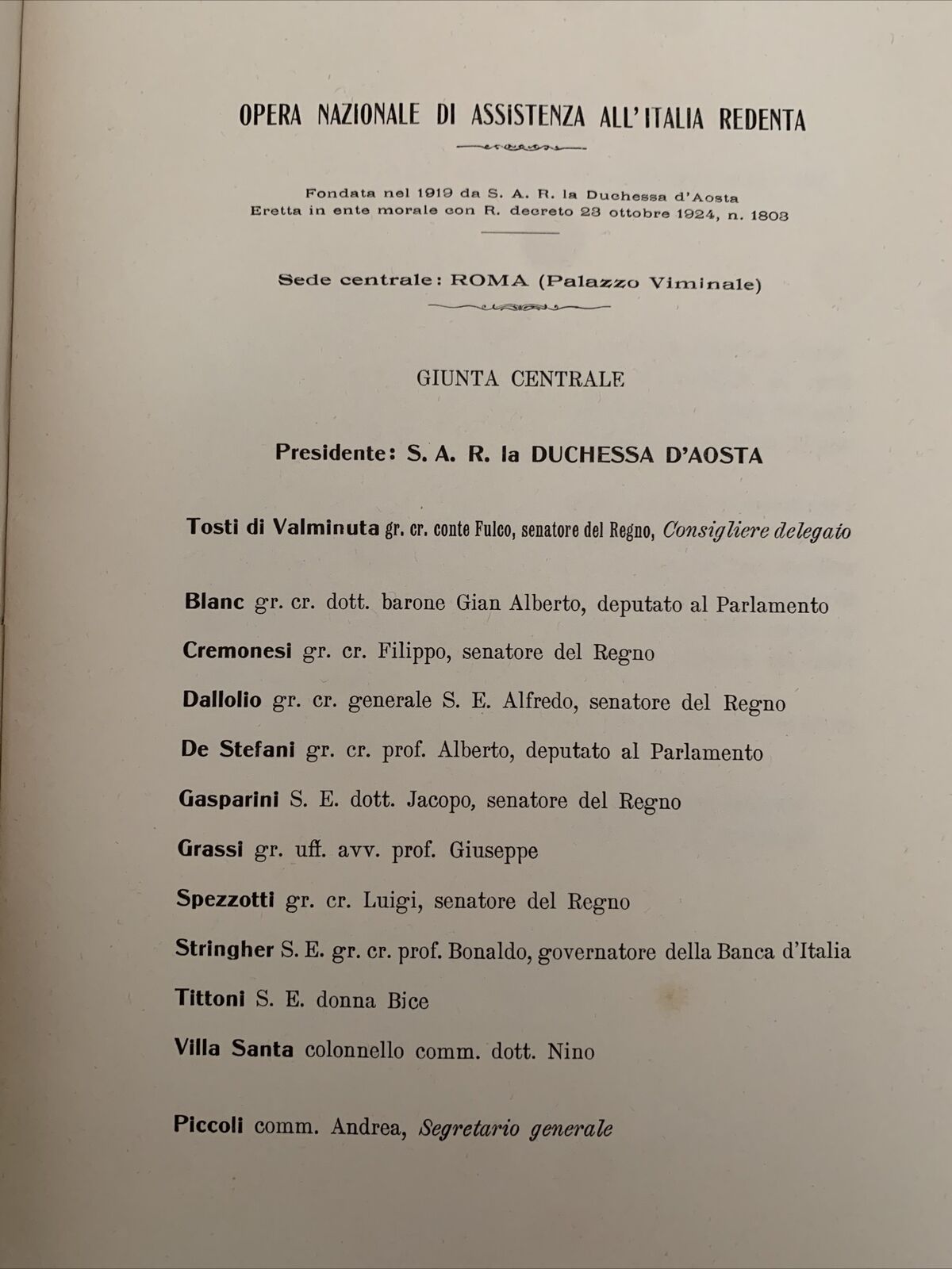 OPERA NAZIONALE DI ASSISTENZA ALL'ITALIA REDENTA - Relazione e rendiconto 1929 #