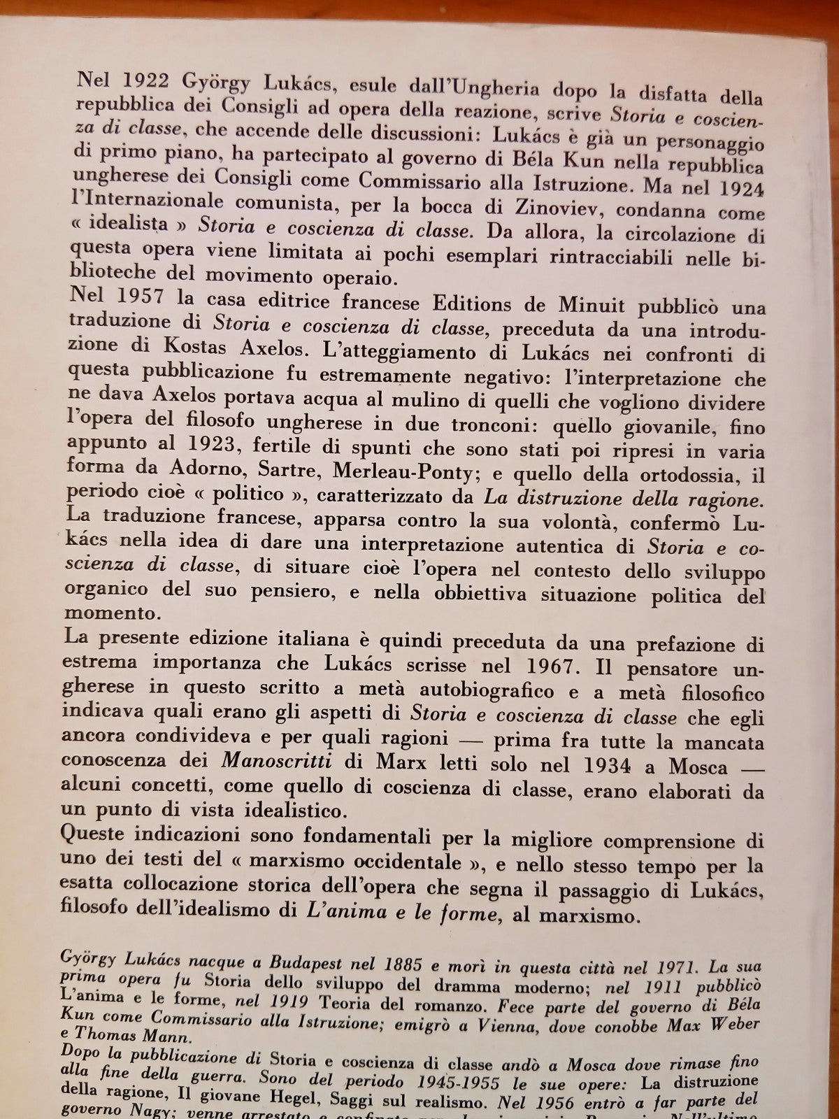 Storia e coscienza di classe - Gyorgy Lukàcs - Sugarco edizioni 1978