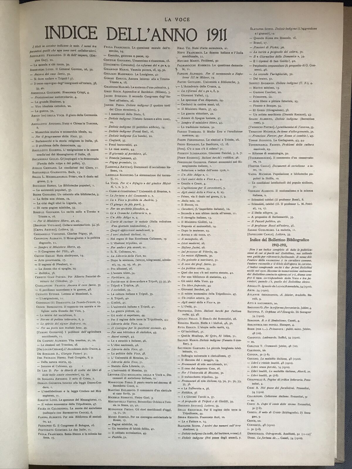 LA VOCE 1912 - IV. Raccolta anno 1911, anno III. Ristampa Arnaldo Forni