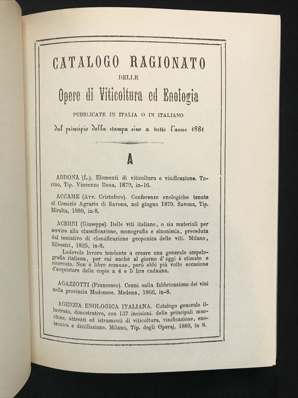 Catalogo ragionato delle Opere Viticoltura Enologia, Giacomo Sormanni. A. Forni