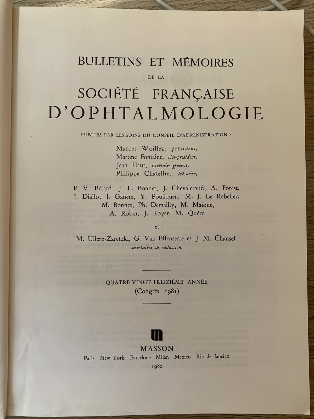Bulletins et mémoires de la Société francaise d'Ophtalmologie - Masson 1982 #
