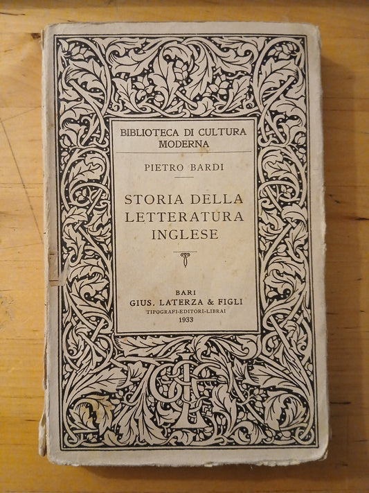 Storia della letteratura inglese - Pietro Bardi - Laterza  1933