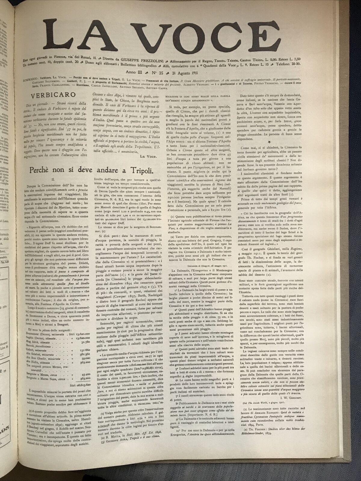 LA VOCE 1912 - IV. Raccolta anno 1911, anno III. Ristampa Arnaldo Forni