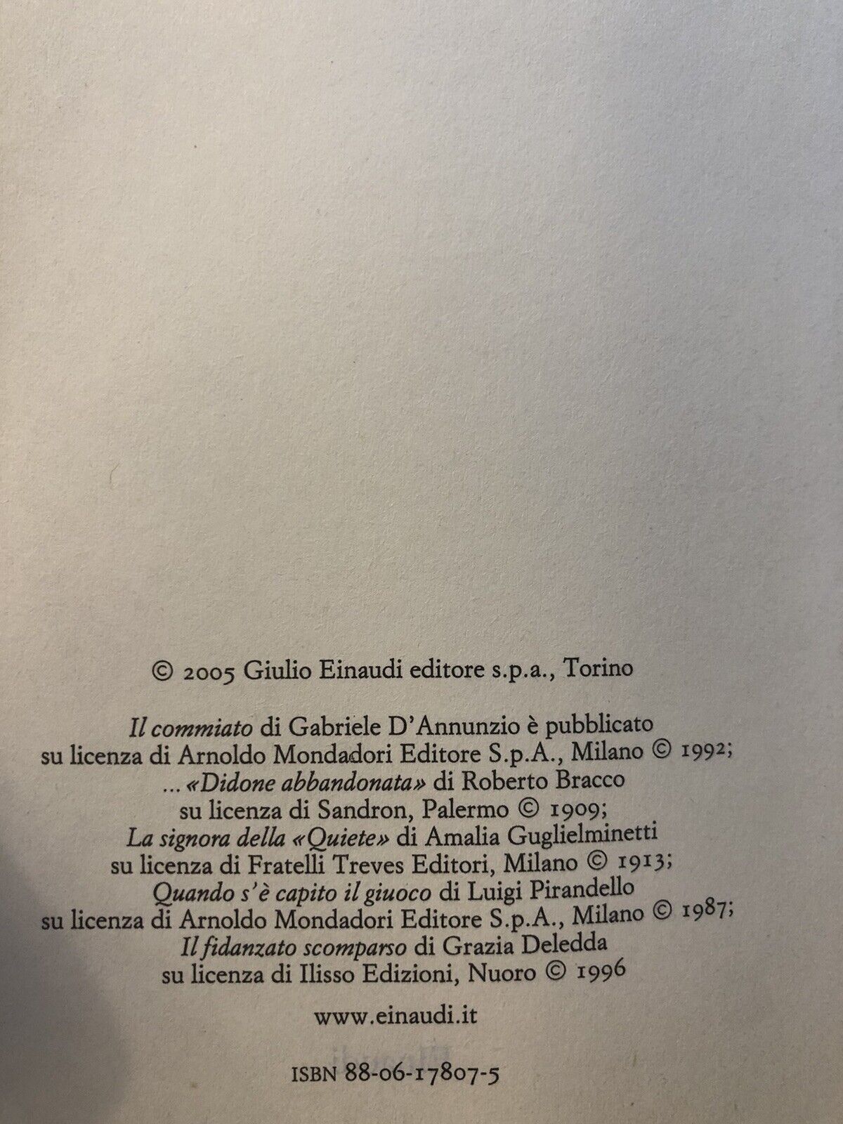La separazione degli amanti, Einaudi. Trenta racconti dell'otto e Novecento 2005