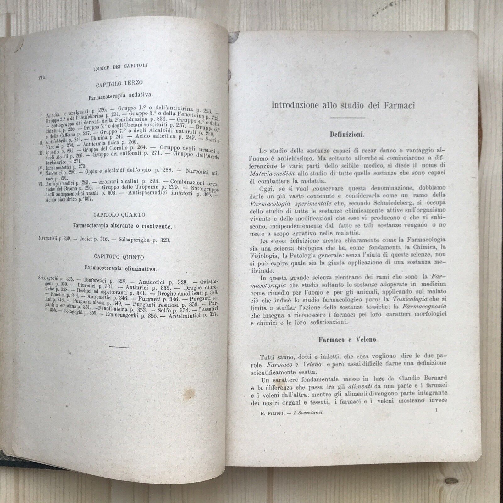 I SUCCEDANEI trattato di farmacoterapia pratica. Prof E. Filippi - Vallardi 1924