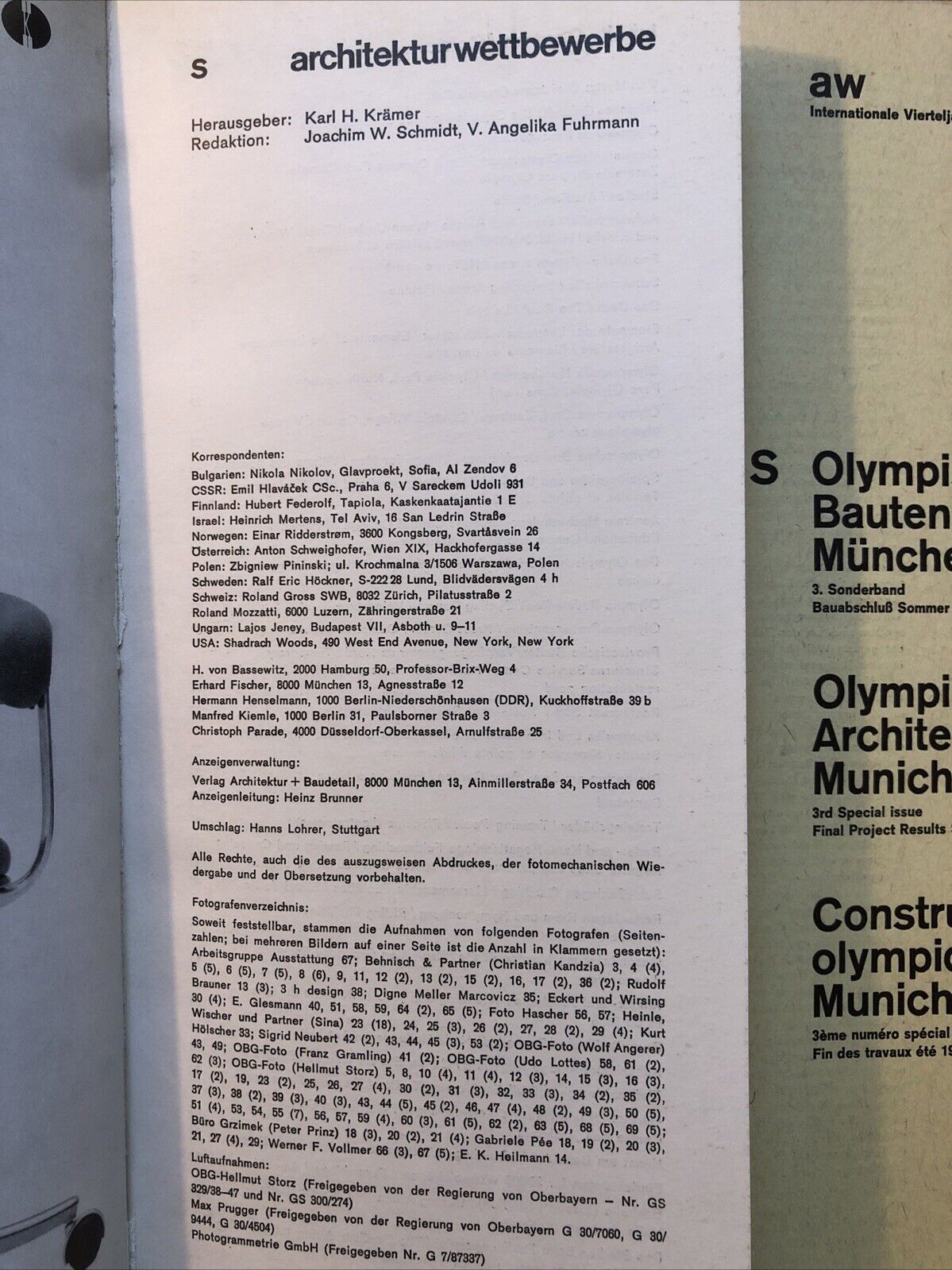 Architektur Wettbewerbe OLYMPIC ARCHITECTURE MUNICH 1972 olympische Bauten Munch