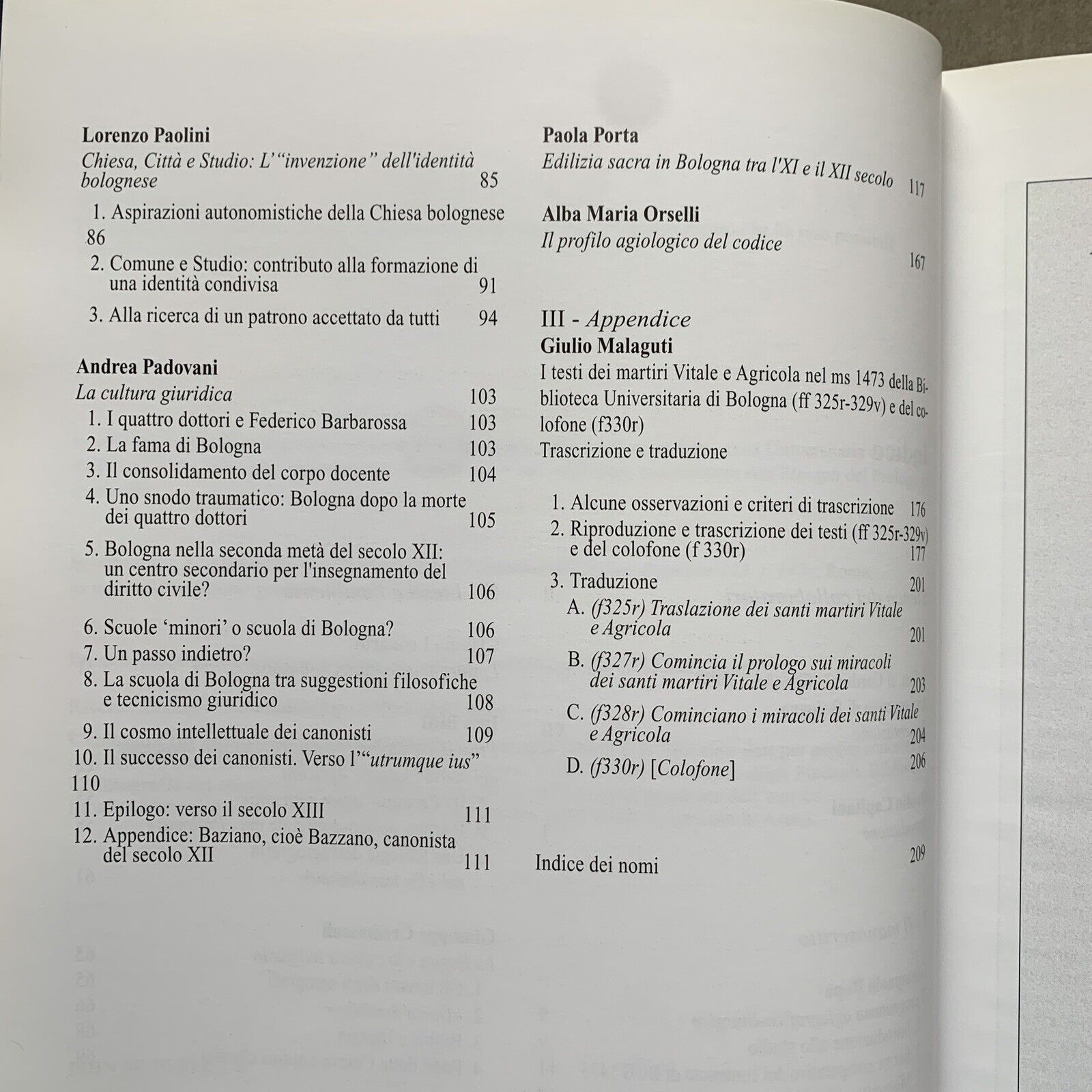 VITALE E AGRICOLA SANCTI DOCTORES, Città Chiesa Studio Nei Testi Bolognesi 2001#
