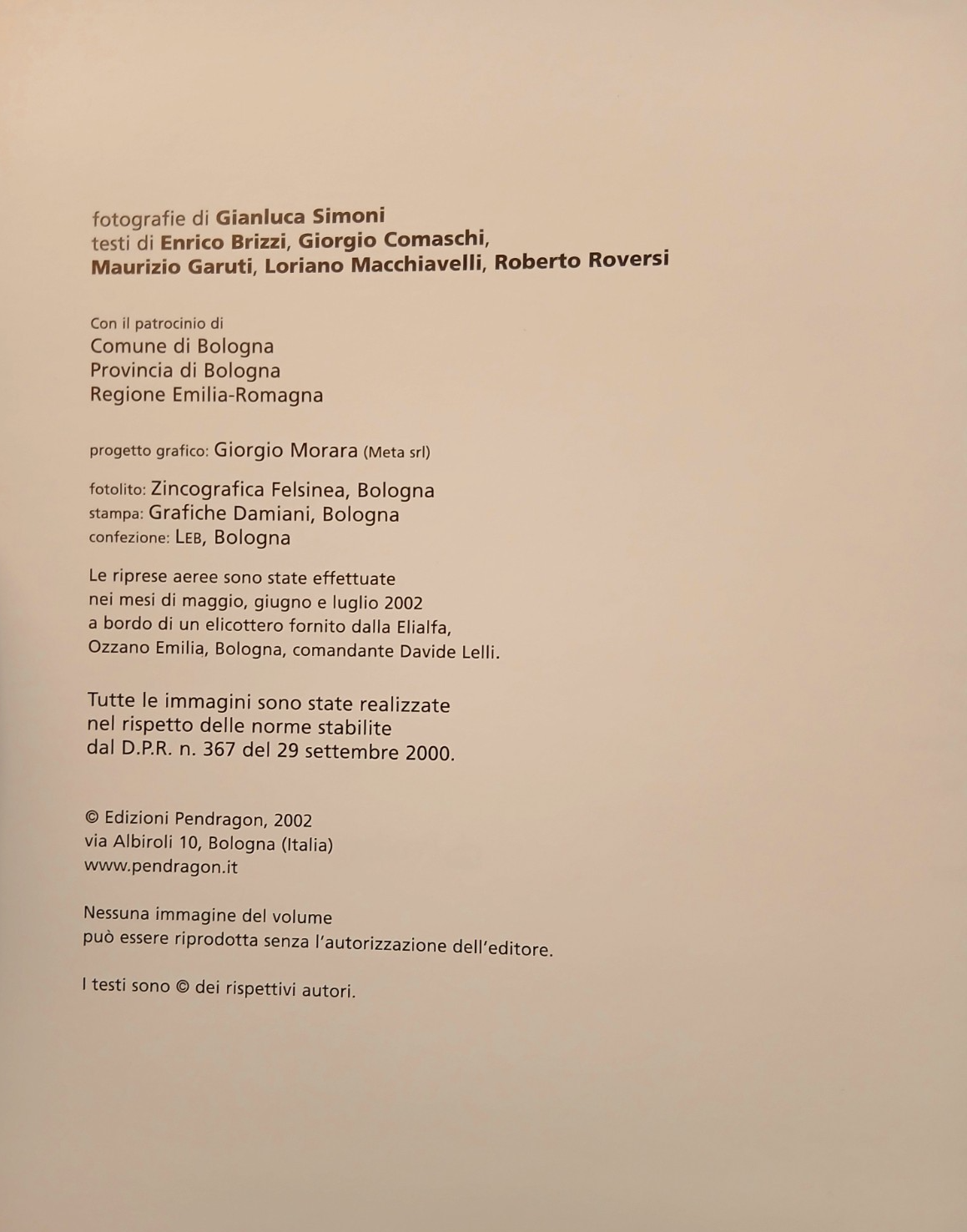 Dal cielo sopra Bologna - Brizzi Comaschi - Pendragon ed. 2002