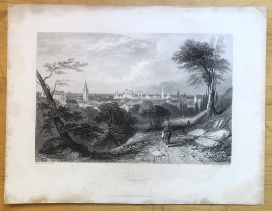Incisione stampa Città di Bologna 1847 - disegno di W. Brockendon