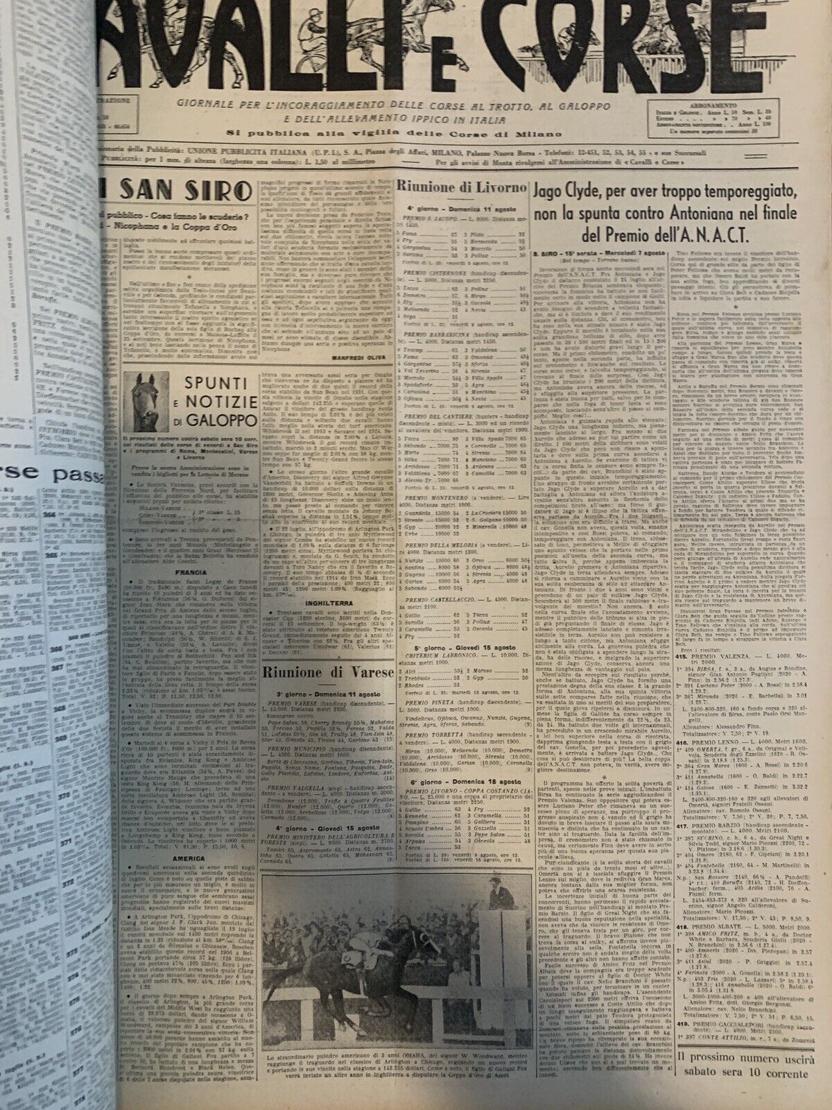 Cavalli e corse  rivista anno 1935, annata completa rilegata a libro