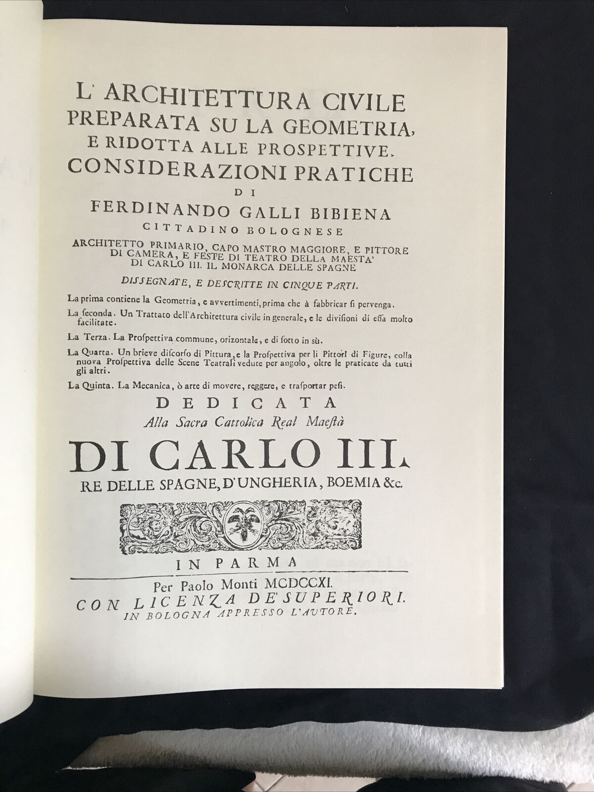 L’ARCHITETTURA CIVILE.GALLI BIBIENA. FORNI EDITORE ANASTATICA 1989