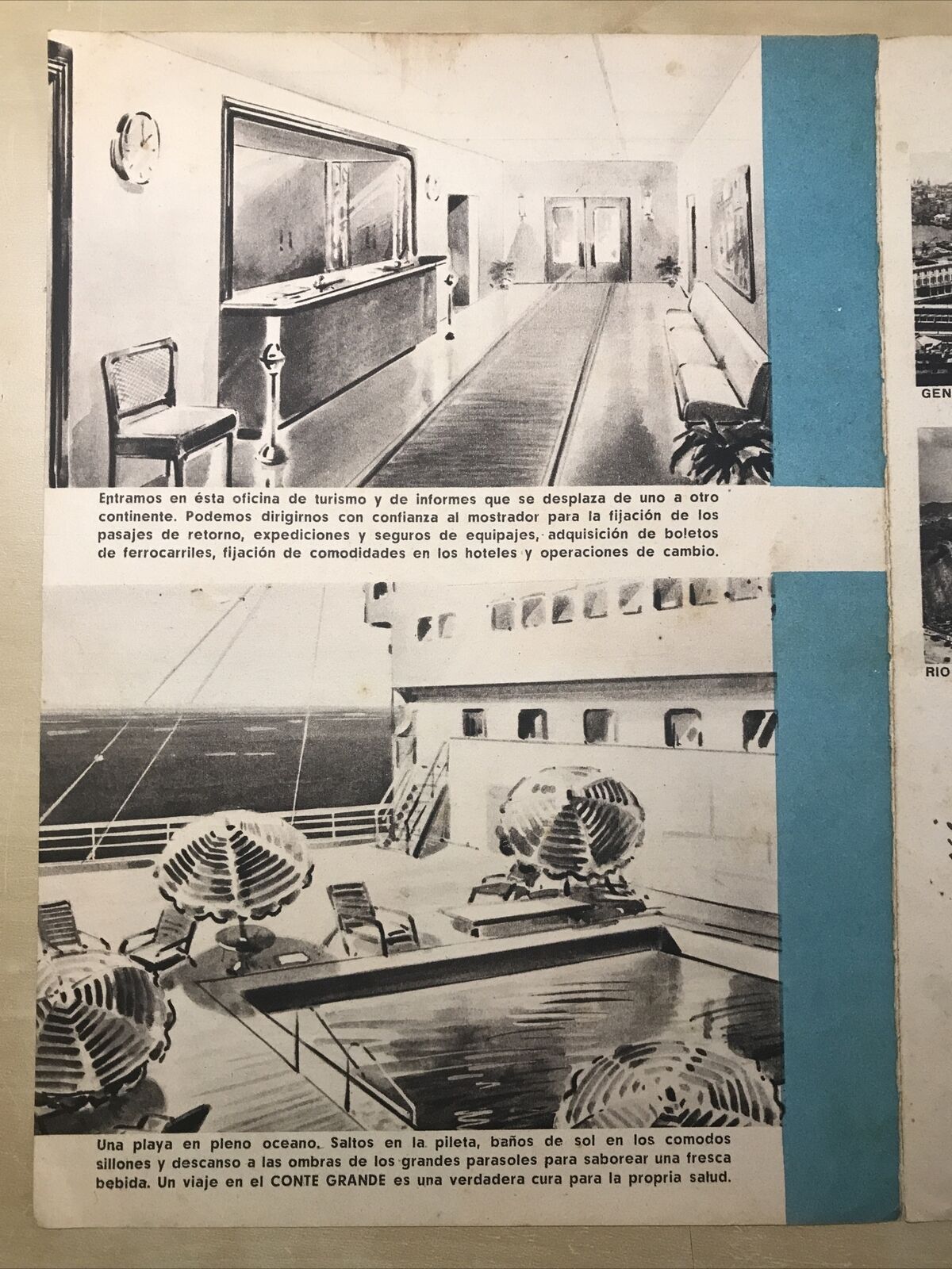 Conte Grande Società di Navigazione - Brochure Opuscolo  pubblicità Vintage