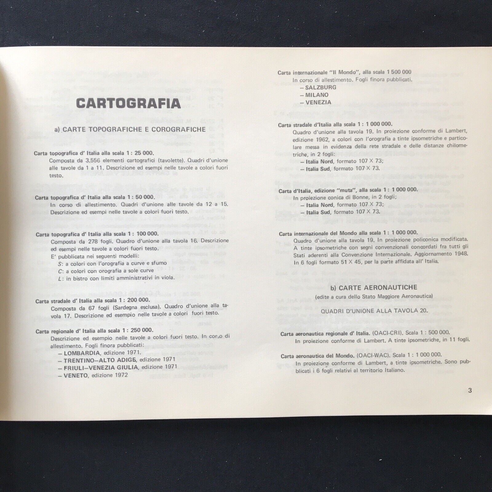 Istituto Geografico Militare, catalogo delle pubblicazioni 1972 - 73