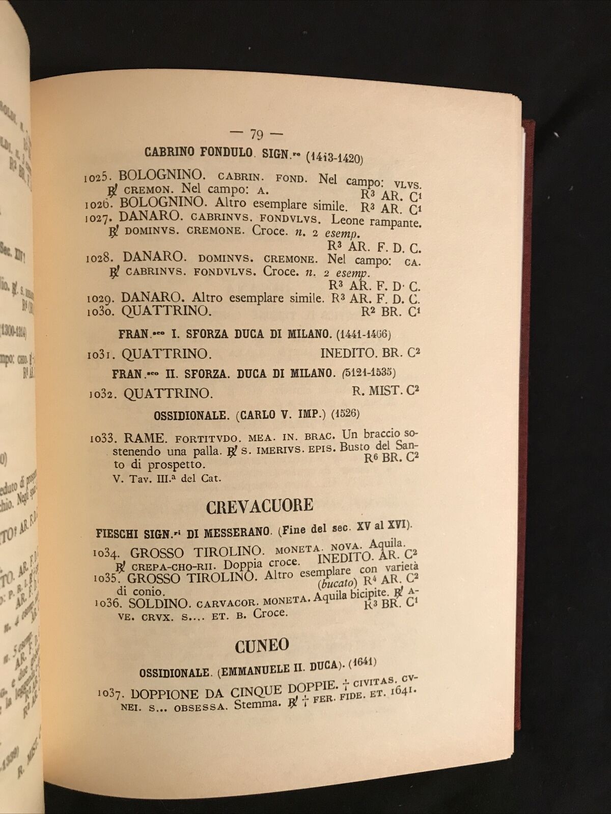 CATALOGO DELLE MONETE ITALIANE medioevali e moderne Cav. G. Rossi -A. FORNI ED.
