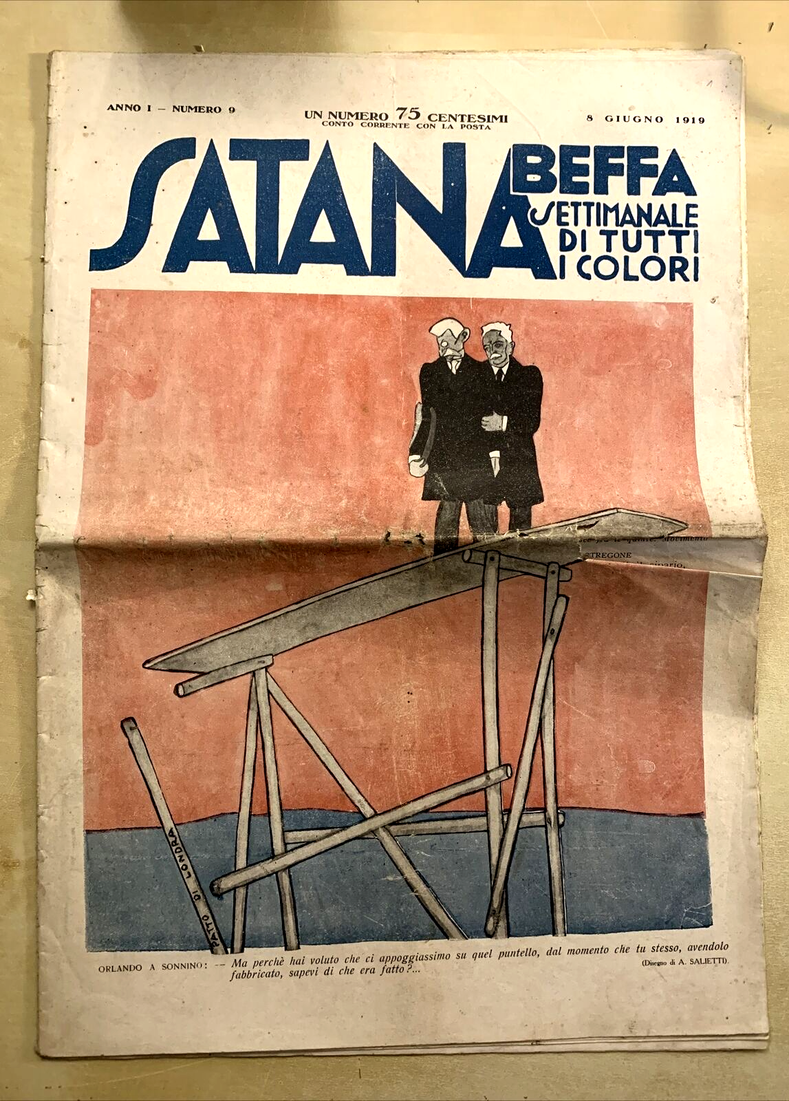 SATANA beffa settimanale di tutti i colori. Anno 1. numero 9. Giugno 1919