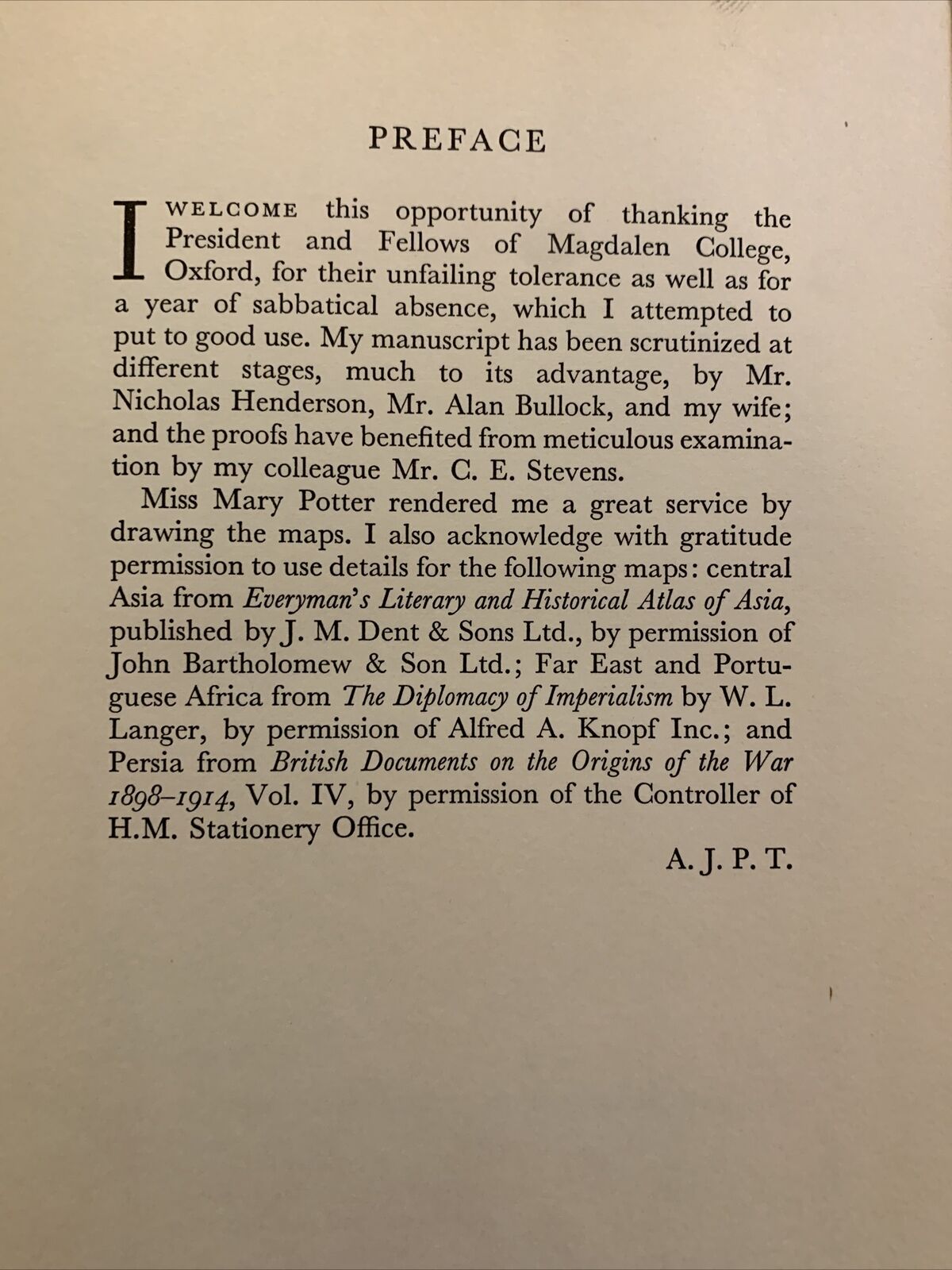 The Struggle for mastery in Europe 1848-1918. A. J. P. Taylor. Oxford Clarendon