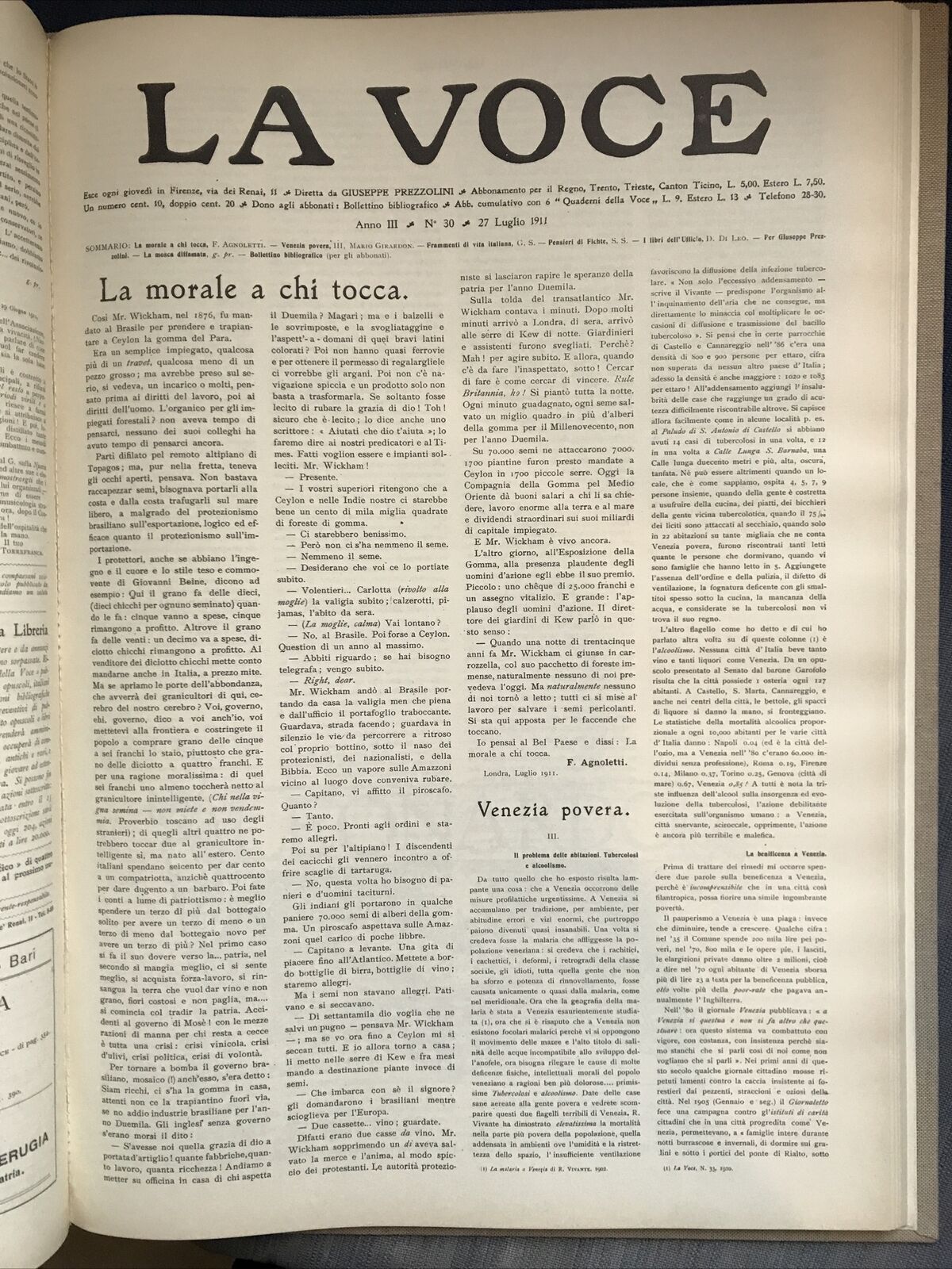 LA VOCE 1912 - IV. Raccolta anno 1911, anno III. Ristampa Arnaldo Forni