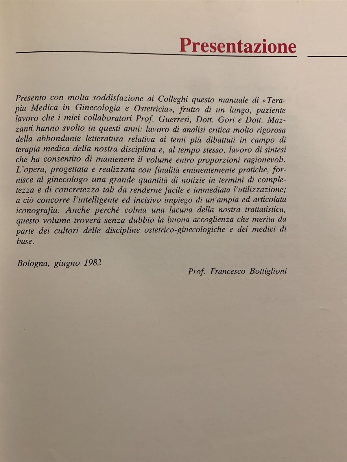 GINECOLOGIA OSTETRICIA terapia medica - Guerresi Gori, Editoriale Grasso 1982 #