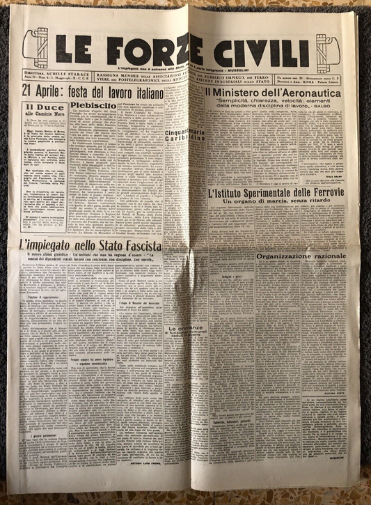 LE FORZE CIVILI giornale 1932 - Ferrovie dopolavoro ferroviario, aeronautica