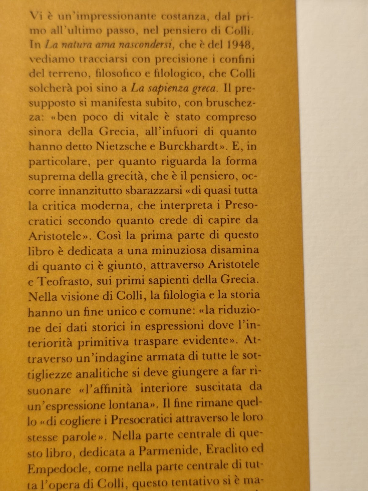 La natura ama nascondersi - Giorgio Colli. Adelphi - Biblioteca Filosofica 1988