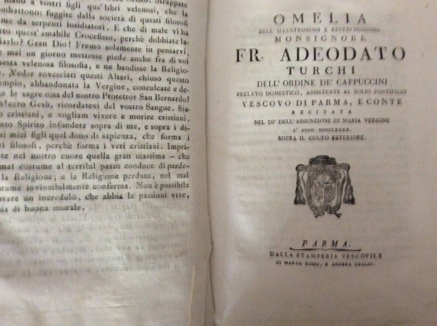 ADEODATO TURCHI - OMELIE E LETTERE PASTORALI Parma stamperia vescovile 1788-1794