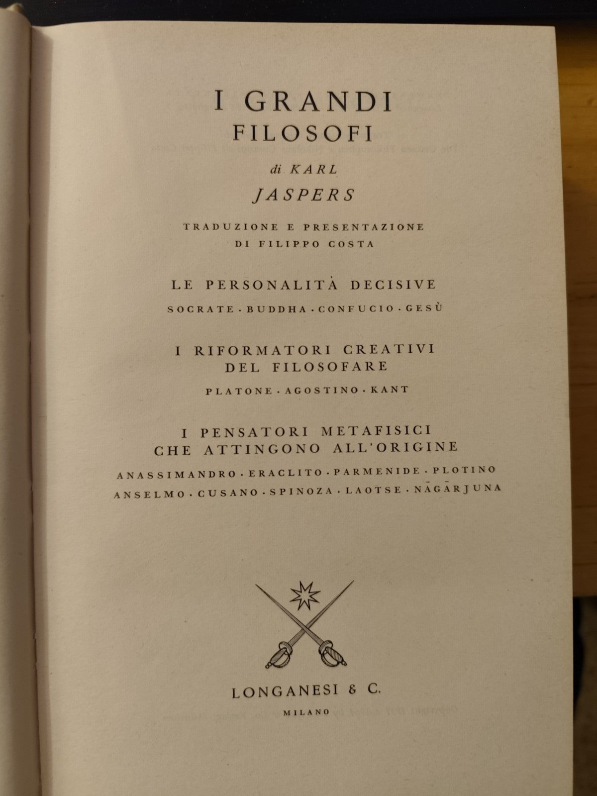 I grandi filosofi di Karl Jaspers - Longanesi 1973