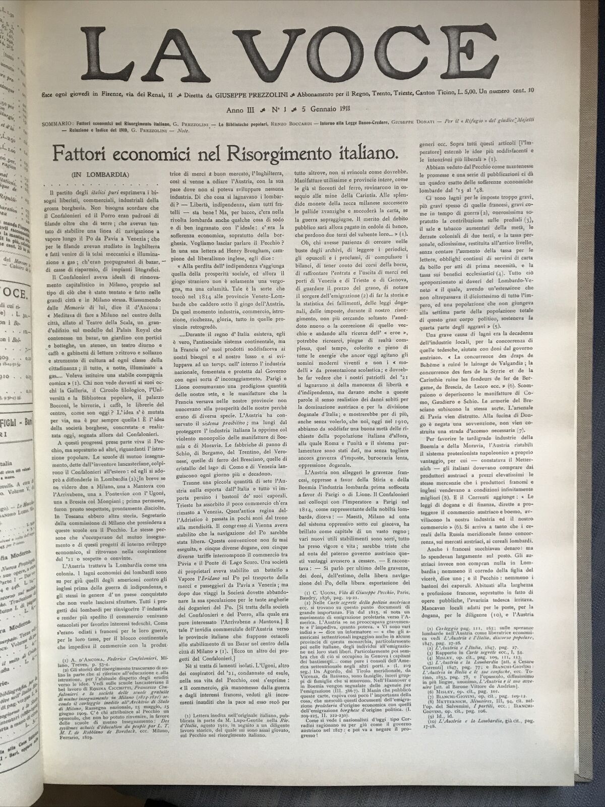 LA VOCE 1912 - IV. Raccolta anno 1911, anno III. Ristampa Arnaldo Forni