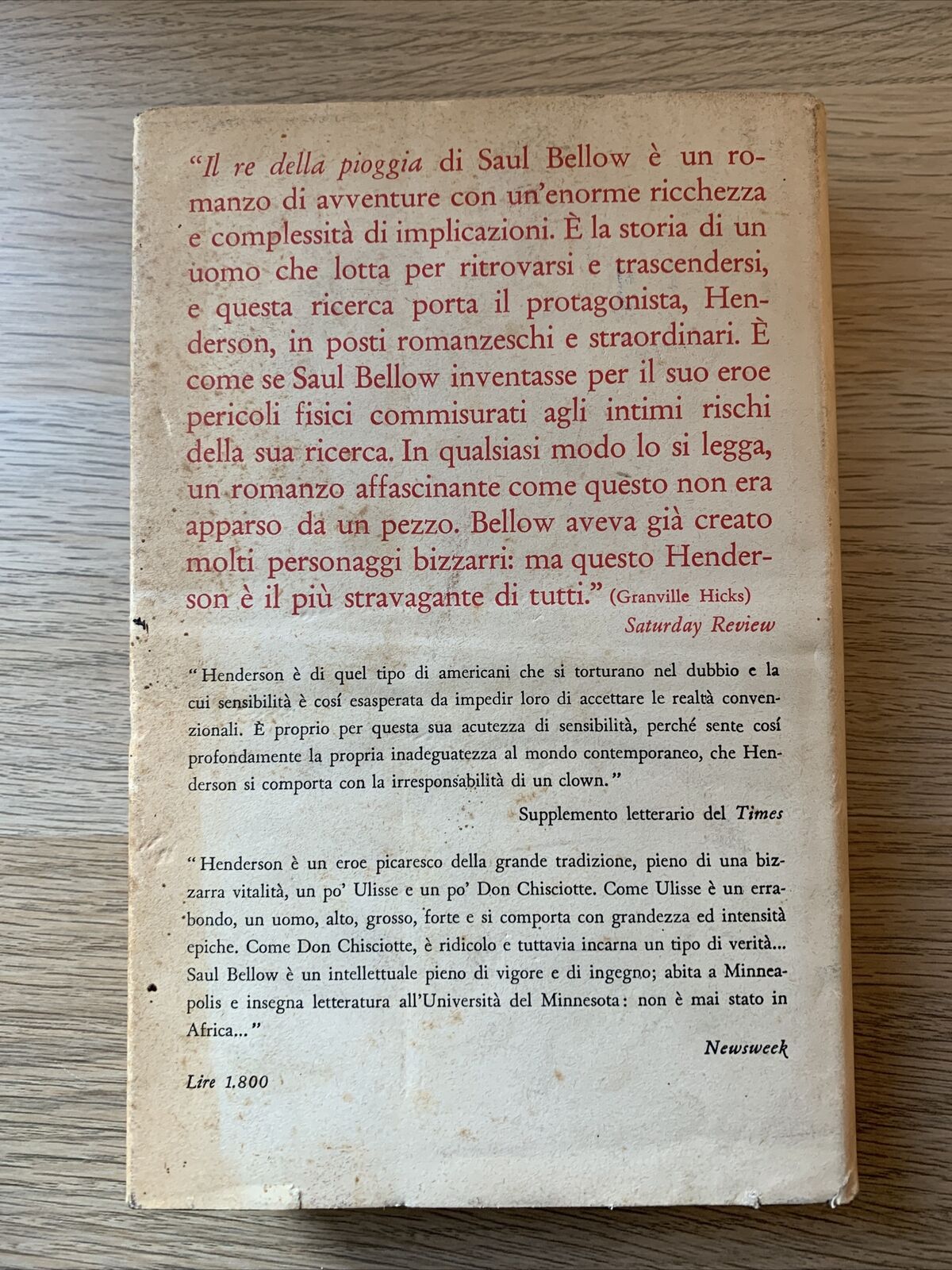 IL RE DELLA PIOGGIA - SAUL BELLOW - FELTRINELLI 1959 prima edizione #