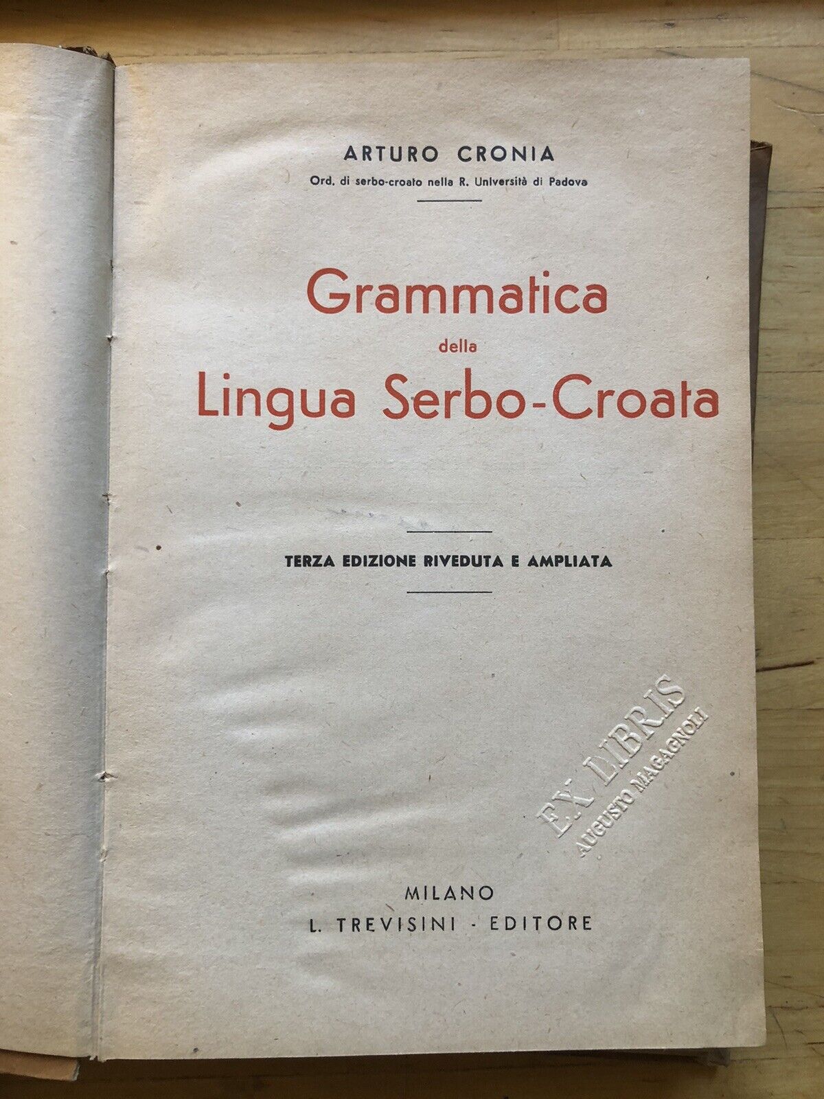 Grammatica della lingua Serbo-Croata, Arturo Cronia, Trevisini 1941