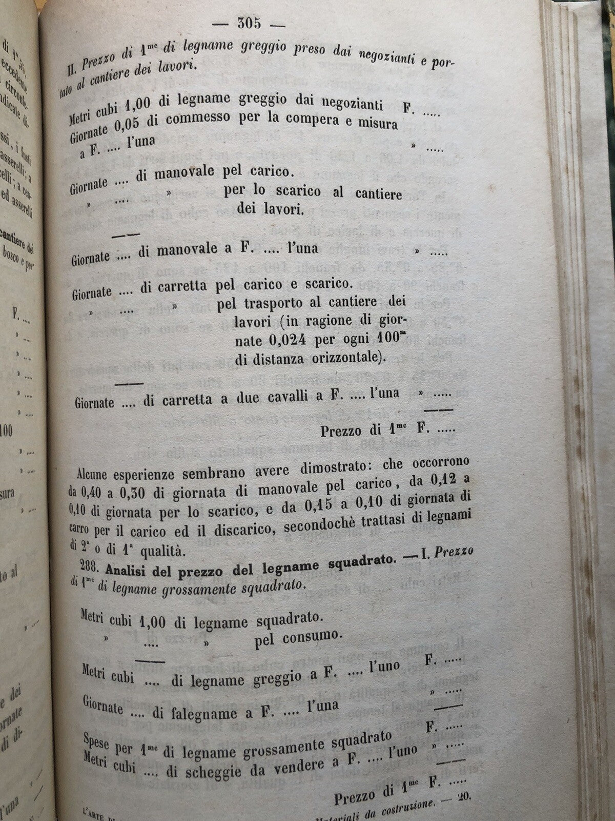 Materiali da costruzione Curioni Giovanni 1864 Prima edizione, legatura in pelle